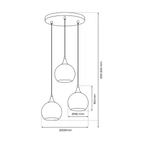 Milagro Monte Hand Made Circular Designer Pendant Lamp Smoked Glass Shades