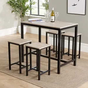 Home Source Nicosia Light Oak Table and Bar Stool Set