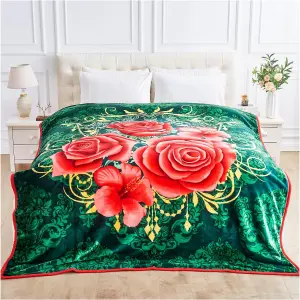 GC GAVENO CAVAILIA Flower Weighted Blanket Insomnia Stress Fleece Bed Blanket 4Kg Floral Heavy Blanket For Adult (200 X 240 Cm)