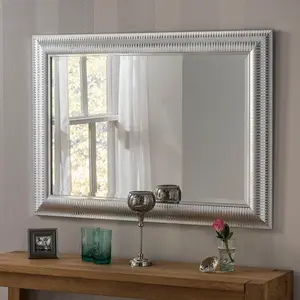 Abbeyville Framed Wall Mounted Accent Mirror Silver / 102.5cm H x 74.5cm W