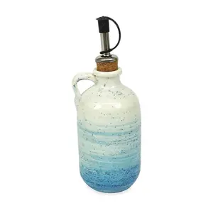 Pastel Beach Hand Painted Kitchen Dining Table Oil Drizzler Blue 250ml