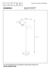 Lucide Skanska Modern Floor Lamp - LED Dim. - 2x5W 3000K - Black