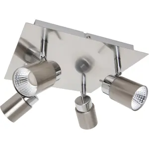 Hades Plate Square Satin nickel effect 4 Light Spotlight