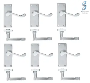 6 x Pairs of Victorian Scroll Satin Brushed Chrome Lever Latch Door Handles 120mm Long - Golden Grace