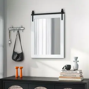 Costway Wall Mounted Mirror Vanity Make Up Farmhouse Wall Mirror Rectangle Decorative