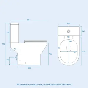 Nes Home Comfort Height Close Coupled Toilet Pan, Cistern & Soft Close Seat