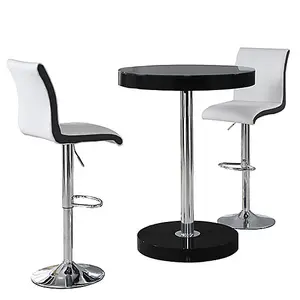 Furniture In Fashion Havana Bar Table In Black With 2 Ritz White And Black Bar Stools