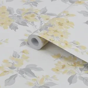 Laura Ashley Sunshine Apple blossom Smooth Wallpaper Sample