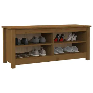 Berkfield Shoe Bench Honey Brown 110x38x45.5 cm Solid Wood Pine