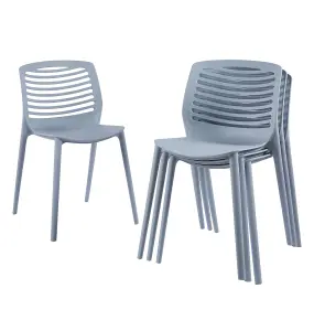 Hallowood Furniture Stoker Light Grey Stackable Plastic Chairs with Openwork Backrest x 4