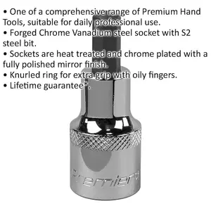 Durable 8mm Forged Hex Socket Bit for 1/2" Drive - Chrome Vanadium Wrench Tool