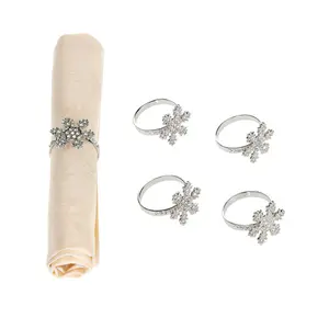 Celebright Sparkling Silver Snowflake Napkin Rings - Pack of 4