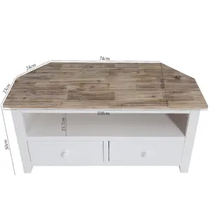 Florence White Corner TV Unit With 2 Drawers and Shelf