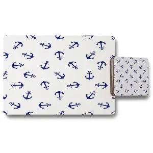 Navy Anchors on White (Placemat & Coaster Set) / Default Title