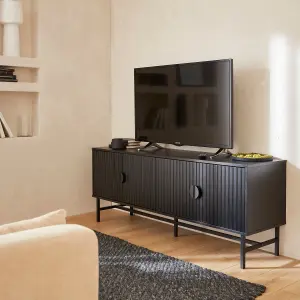 sweeek. 157.5cm TV stand with storage Bazalt Black 157.5x39x60 cm