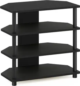 TurnNTube Easy Assembly 4Tier Petite Entertainment Center  TV Stand  TV Unit  TV Desk, Blackwood Black/Black