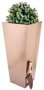 Primrose Frost and Rust-Resistant Outdoor Zinc Flared Square Planter in a Copper Finish 70cm