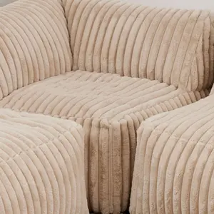 icon Tetra Ribbed Faux Fur Modular Sofa Bean Bag - Natural (4pc)