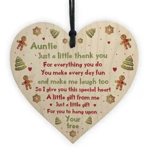 Handmade Auntie Gift Wooden Heart Thank You Plaque Gift From Niece Nephew