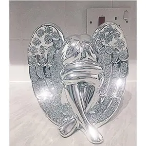 Beautiful Angel with Wings Silver Sparkle Ornament Crushed Diamond