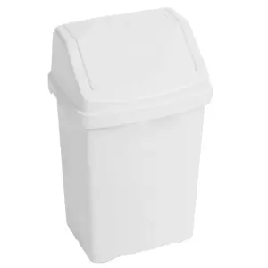 1 x 8L Ice White Flip Top Waste Rubbish Bin For Home, Office & Kitchen