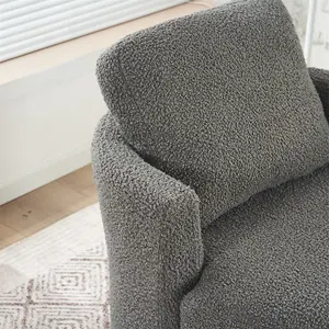 Teddy swivel armchair with back cushion pillow thick foam pad, Medium Grey