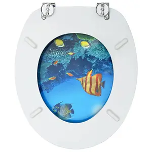 WC Toilet Seats with Lid 2 pcs MDF Deep Sea Design