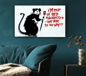 Im Out Of Bed And Dressed What More Do You Want Rat Canvas Print Wall Art - Medium 20 x 32 Inches