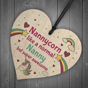 Gift For Nanny Birthday Christmas Wooden Hanging Heart Unicorn Sign Gift For Her Thank You