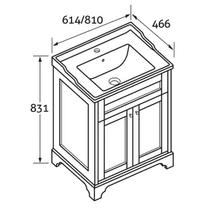 Belmont Floor Standing Vanity Unit in White (W)810mm