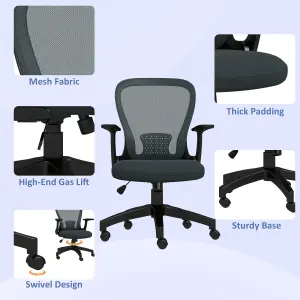 Vinsetto Mesh Office Chair, Computer Chair with Adjustable Armrest, Grey