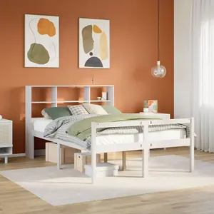 Berkfield Bookcase Bed without Mattress White 140x190 cm Solid Wood Pine