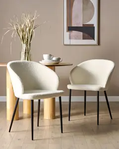 Set of 2 Dining Chairs MASON Boucle Off-White