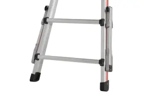 Hymer Red Line Telescopic Combination Ladder with Deployable Stabiliser Legs - 4x6 Rung (6.26m)