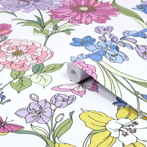 Laura Ashley Gilly Multicolour Floral Smooth Wallpaper