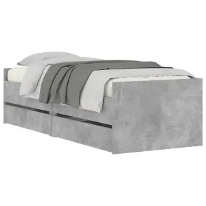 Berkfield Bed Frame with Drawers without Mattress Concrete Grey 100x200 cm