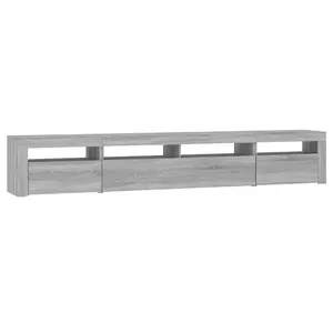 Berkfield TV Cabinet with LED Lights Grey Sonoma 240x35x40 cm