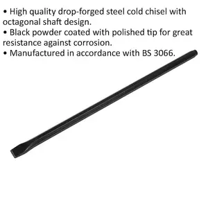 Drop Forged Steel Cold Chisel - 19mm x 450mm - Octagonal Shaft - Metal Chisel