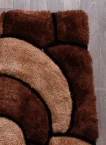 Rose Chocolate Shaggy Floral Modern Easy to clean Rug for Dining Room Bed Room and Living Room-60cm X 110cm