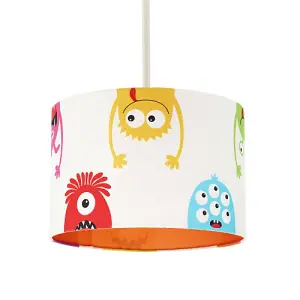 Funny Monsters Children's Lamp Shade with Orange Inner and Multi Colour Monsters