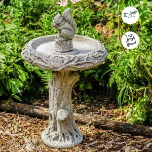 Stone cast Birdbath with Squirrel