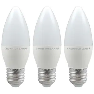 Crompton Lamps LED Candle 4.8W E27 Warm White Opal (40W Eqv) (3 Pack)