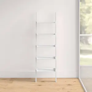 Ira 5-Tier Ladder Shelf Bookcase Unit White