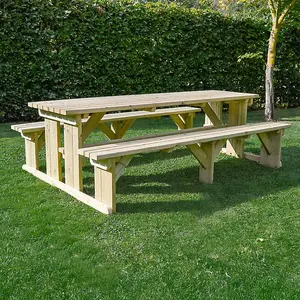 Tinwell 8ft Picnic Bench - L244 x W150 x H72 cm - Light Green