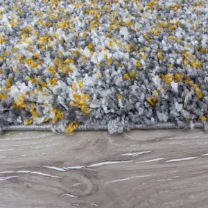 Super Soft Ochre Yellow Grey Mottled Shaggy Runner Rug 60x240cm