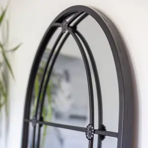 La Hacienda Aston & Wold Arundel Black Arch Framed Garden mirror 1000mm x 600mm