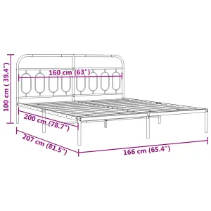 Berkfield Metal Bed Frame without Mattress with Headboard Black 160x200cm