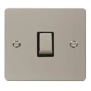 Flat Plate Pearl Nickel 1 Gang 20A Ingot DP Switch - Black Trim - SE Home