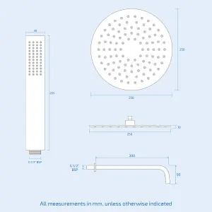 Nes Home 2 Dial 2 Way Round Concealed Thermostatic Shower Mixer,Head & Handset set