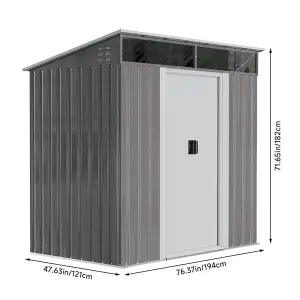 Grey Galvanized Steel Acrylic Storage Shed Outdoor Shed Slope Roof Double Door